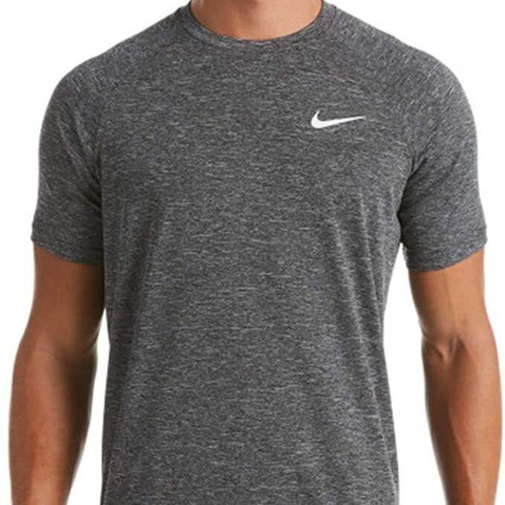 Nike Men's Heather Black Rashguard Hydroguard UPF 40+ Swim Tee Top S M L XL NWT